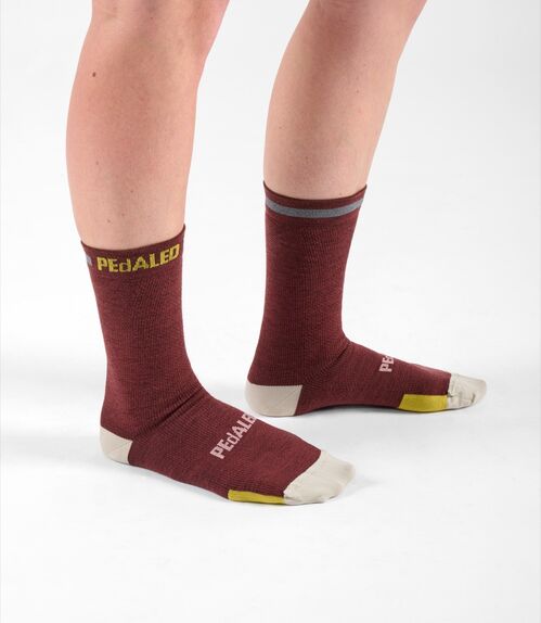 PEDALED CALCETINES ODYSSEY MERINO DARK RED M